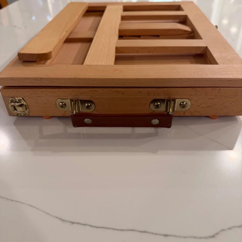 Portable Wooden Tabletop Easel Storage Sketch‎ Box Adjustable Artist Stand Case